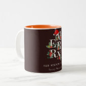 Brown Red Green White Frohe Weihnachtsfoliage Zweifarbige Tasse (Vorderseite Links)
