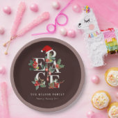 Brown Red Green White Peace Christmas Folies Pappteller (Party)