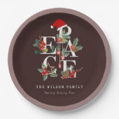 Brown Red Green White Peace Christmas Folies Pappteller (Vorderseite)