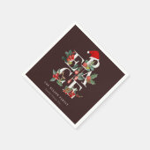 Brown Red Green White Peace Christmas Folies Serviette (Ecke)