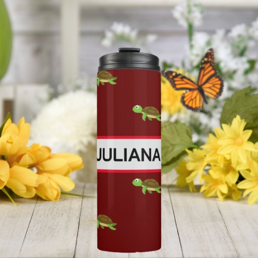 Brown Red Modern Turtle Tumbler Thermosbecher