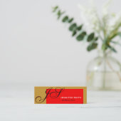 Brown Red Monogram Consultant Business Card Mini Visitenkarte (Stehend Vorderseite)