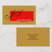 Brown Red Monogram Consultant Business Card Visitenkarte (Vorne/Hinten)
