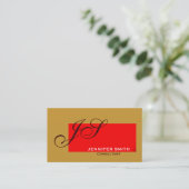 Brown Red Monogram Consultant Business Card Visitenkarte (Stehend Vorderseite)