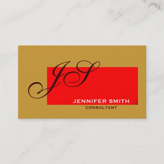 Brown Red Monogram Consultant Business Card Visitenkarte (Vorderseite)