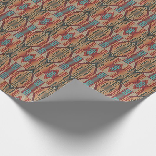 Brown Red Terracotta Aqua Geschenkpapier (Ecke)