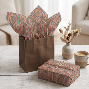 Brown Red Terracotta Aqua Seidenpapier