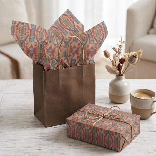 Brown Red Terracotta Aqua Seidenpapier