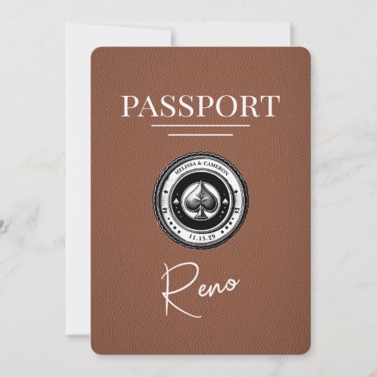 Brown Reno Passport Save the Date (Vorderseite)