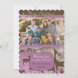 Brown Rentier on Lavender Foto Holiday Card Feiertagskarte