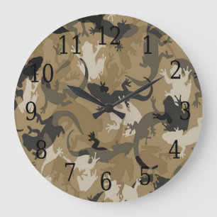 Brown Reptile Camouflage Round Clock Große Wanduhr