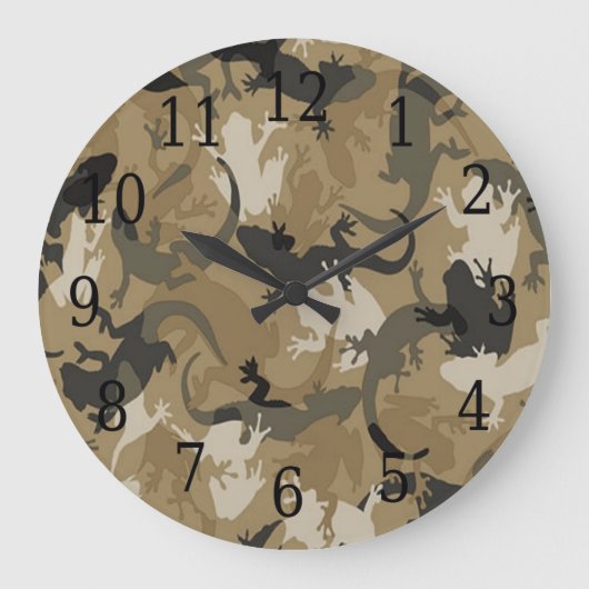 Brown Reptile Camouflage Round Clock Große Wanduhr (Vorderseite)