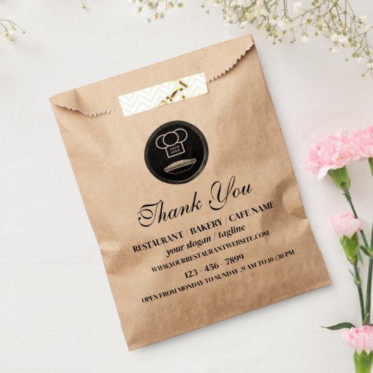 Brown Restaurant Bakery Food Custom Logo Geschenktütchen (Versiegelt)