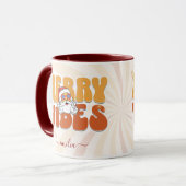 Brown Retro 70er Themed Merry Vibes Individuelle N Tasse (Vorderseite Links)