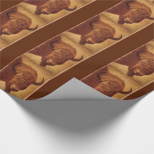 Brown Retro Buffalo Silhouette Wrap Paper Geschenkpapier (Ecke)