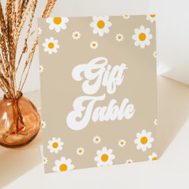 Brown Retro Daisy Blume Gift Table Party Sign Sockelschild