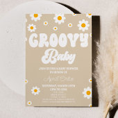 Brown Retro Daisy Blume Groovy Babydusche Einladung