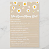 Brown Retro Daisy, der Mommy Baby Shower Game kenn Briefpapier (Vorderseite)