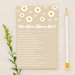 Brown Retro Daisy, der Mommy Baby Shower Game kenn Briefpapier