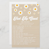 Brown Retro Daisy findet das Guest Baby Showspiel Briefpapier (Vorne/Hinten)