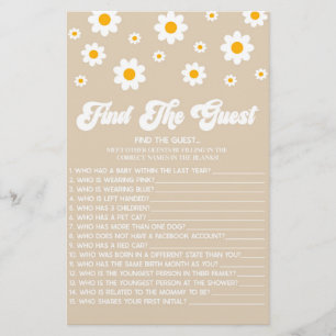 Brown Retro Daisy findet das Guest Baby Showspiel Briefpapier