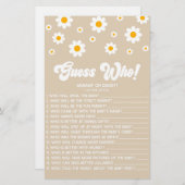 Brown Retro Daisy Ratet Wer! Baby Shower Game Briefpapier (Vorne/Hinten)