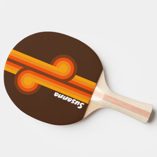 Brown Retro Loop mit Namen Tischtennis Schläger (Seitenansicht)