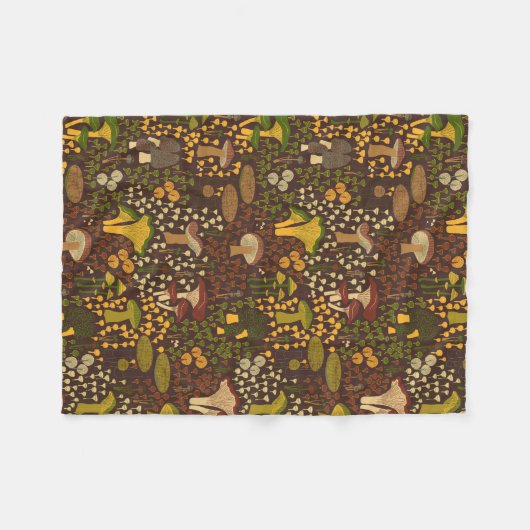 Brown Retro Mushroom Fleecedecke (Vorderseite (Horizontal))