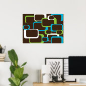 Brown Retro Squares Poster (Heimbüro)