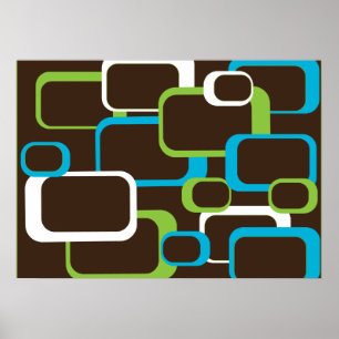 Brown Retro Squares Poster