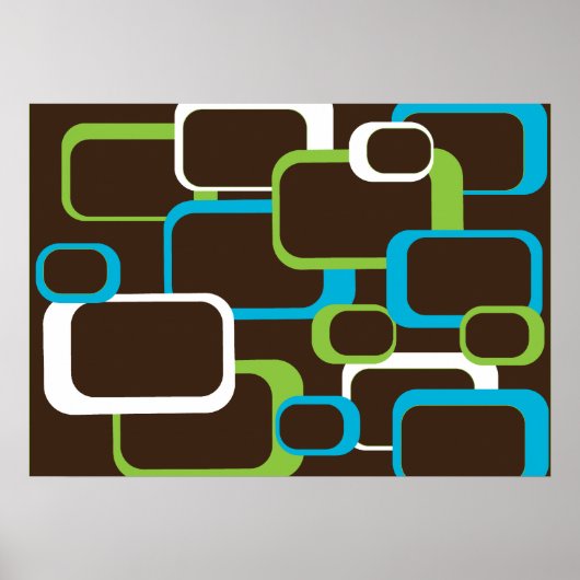 Brown Retro Squares Poster (Vorne)