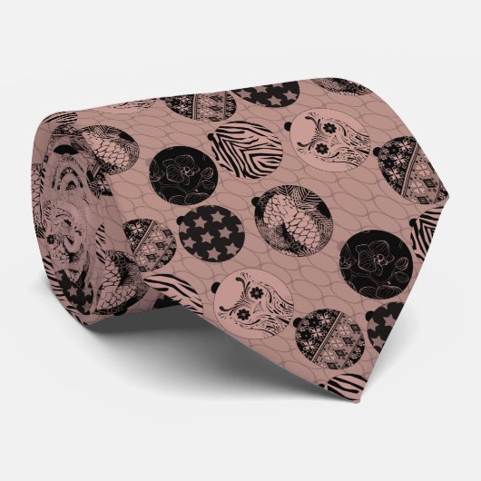 Brown Retro Weihnachtsmuster neues Jahr Krawatte (Gerollt)