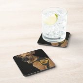 Brown-Rettungshund mit adoptieren mich Weste Untersetzer (Rechte Seite)