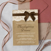 Brown Ribbon on Kraft & Lace Erntedank Dinner Einladung