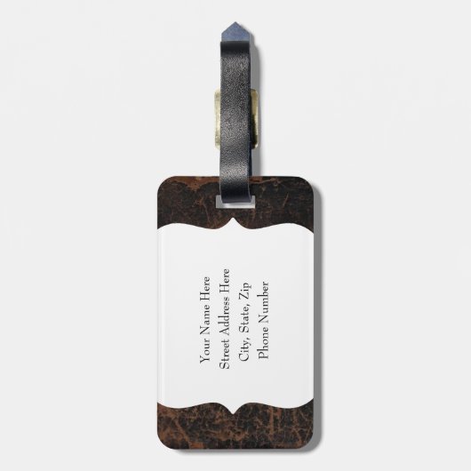 Brown rieb ledernen Blick-Gepäckanhänger ab Gepäckanhänger (Rückseite vertikal)