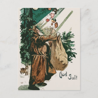 Brown-Robe-Weihnachtsmann-Weihnachten Feiertagspostkarte