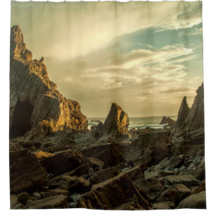 BROWN ROCK FORMATION DUSCHVORHANG