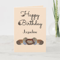 Brown Rock Slice Muschel Fossil Beige Happy Birthd