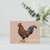 Brown Rooster Key West Post Card Postkarte (Stehend Vorderseite)
