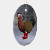 Brown Rooster Santa Claus Keramikornament (Rechts)