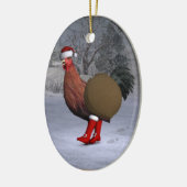 Brown Rooster Santa Claus Keramikornament (Links)