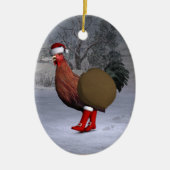 Brown Rooster Santa Claus Keramikornament (Vorne)