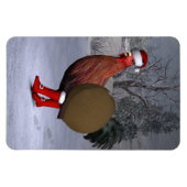 Brown Rooster Santa Claus Magnet (Horizontal)