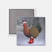 Brown Rooster Santa Claus Magnet (Vorderseite/Rückseite)