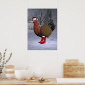 Brown Rooster Santa Claus Poster (Küche)