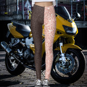 Brown Rose Golden Glitter Sparkles Pattern Gift Leggings