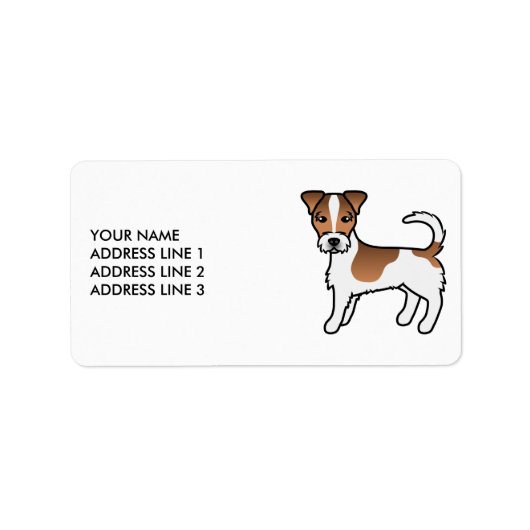 Brown Rough Coat Jack Russell Terrier Dog & Text Adressaufkleber (Vorne)