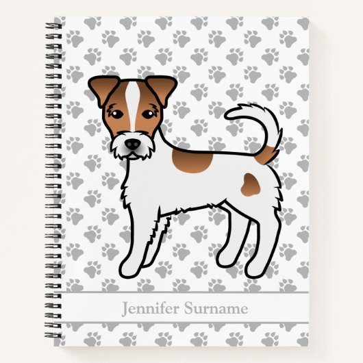 Brown Rough Coat Parson Russell Terrier & Name Notizblock (Vorderseite)
