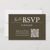 Brown RSVP QR Code Card for Modern Wedding (Vorderseite)