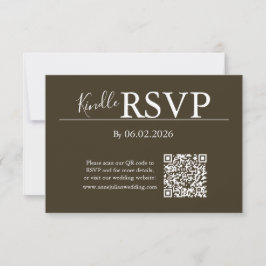 Brown RSVP QR Code Card for Modern Wedding Karte